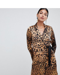 Robe drapée imprimée léopard marron clair