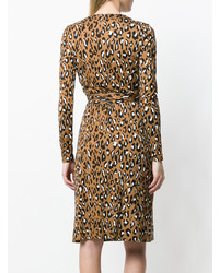 Robe drapée imprimée léopard marron Dvf Diane Von Furstenberg