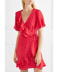 Robe drapée imprimée rouge Rebecca Vallance