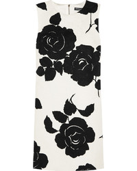 Robe droite à fleurs blanche et noire Dolce & Gabbana