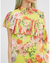 Robe droite à fleurs jaune Asos