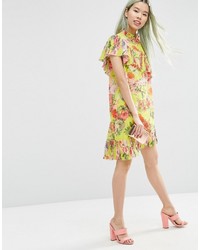 Robe droite à fleurs jaune Asos