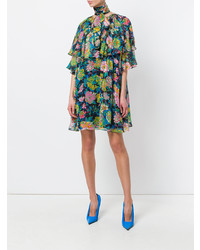 Robe droite à fleurs multicolore MSGM