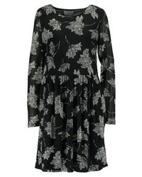 Robe droite à fleurs noire Minimum