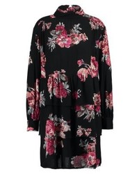 Robe droite à fleurs noire Sparkz