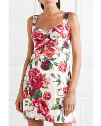 Robe droite à fleurs rose Dolce & Gabbana