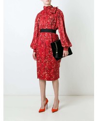 Robe droite à fleurs rouge Nina Ricci Vintage