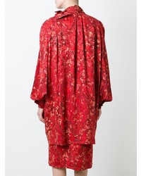 Robe droite à fleurs rouge Nina Ricci Vintage