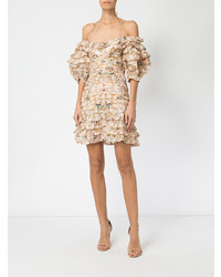 Robe droite à volants beige Zimmermann