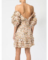 Robe droite à volants beige Zimmermann