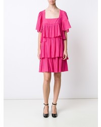 Robe droite à volants fuchsia Sonia Rykiel