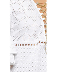 Robe droite en broderie anglaise blanche Just Cavalli