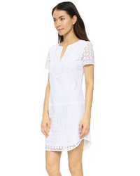 Robe droite en broderie anglaise blanche Three Dots
