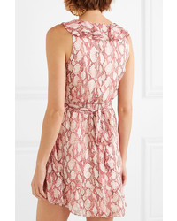 Robe droite en chiffon imprimée serpent rose Rachel Zoe