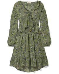 Robe droite en chiffon olive