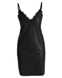 Robe droite en cuir noire Aaiko