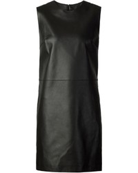 Robe droite en cuir noire Calvin Klein Collection