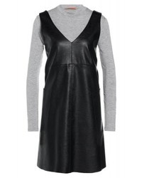 Robe droite en cuir noire Hugo Boss