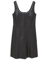 Robe droite en cuir noire Mango