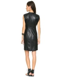 Robe droite en cuir noire Theyskens' Theory