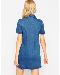 Robe droite en denim bleue Asos