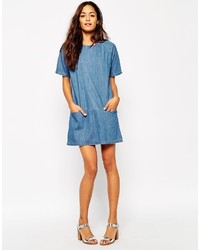 Robe droite en denim bleue N.