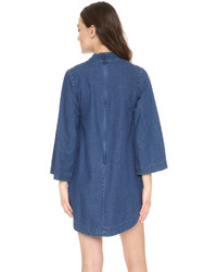 Robe droite en denim bleue