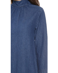 Robe droite en denim bleue