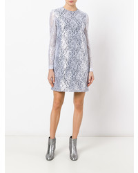 Robe droite en dentelle à volants grise MSGM