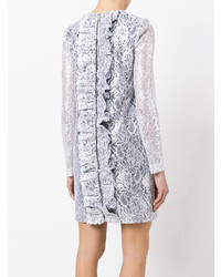 Robe droite en dentelle à volants grise MSGM