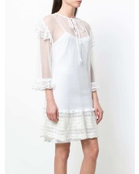 Robe droite en dentelle blanche McQ Alexander McQueen