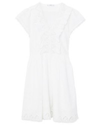 Robe droite en dentelle blanche Mango