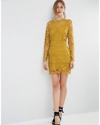 Robe droite en dentelle jaune Asos