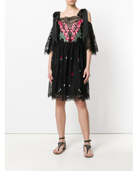 Robe droite en dentelle noire Temperley London