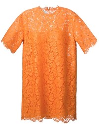 Robe droite en dentelle orange Valentino