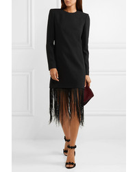 Robe droite en laine à franges noire Givenchy