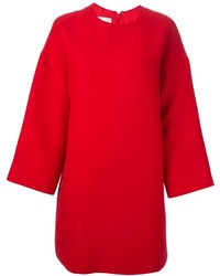 Robe droite en laine rouge Valentino
