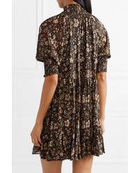 Robe droite en soie à fleurs noire Ulla Johnson