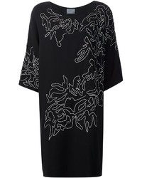 Robe droite en soie à fleurs noire Maiyet