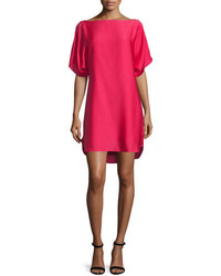 Robe droite en soie fuchsia