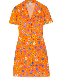 Robe droite en soie orange