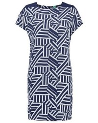 Robe droite imprimée bleu marine Benetton