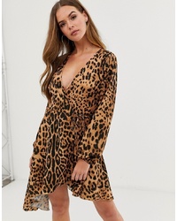 Robe droite imprimée léopard marron clair In The Style