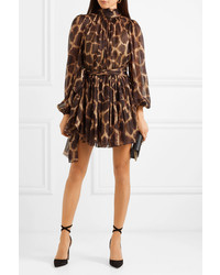 Robe droite imprimée léopard marron Dolce & Gabbana