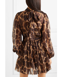 Robe droite imprimée léopard marron Dolce & Gabbana