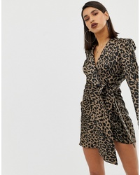 Robe droite imprimée léopard noire ASOS DESIGN