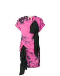 Robe droite imprimée tie-dye fuchsia