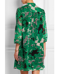 Robe droite imprimée verte Diane von Furstenberg