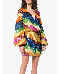 Robe droite pailletée à rayures horizontales multicolore ATTICO