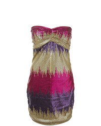 Robe droite pailletée multicolore Versace Vintage